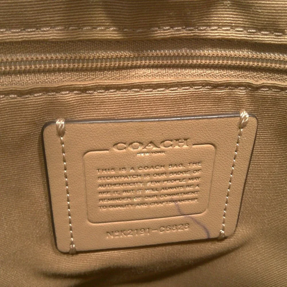 Coach Kristy Tan Cream Black Colorblock Old Money Leather Shoulder Bag Purse